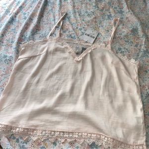 Lace Trim Pink Tank